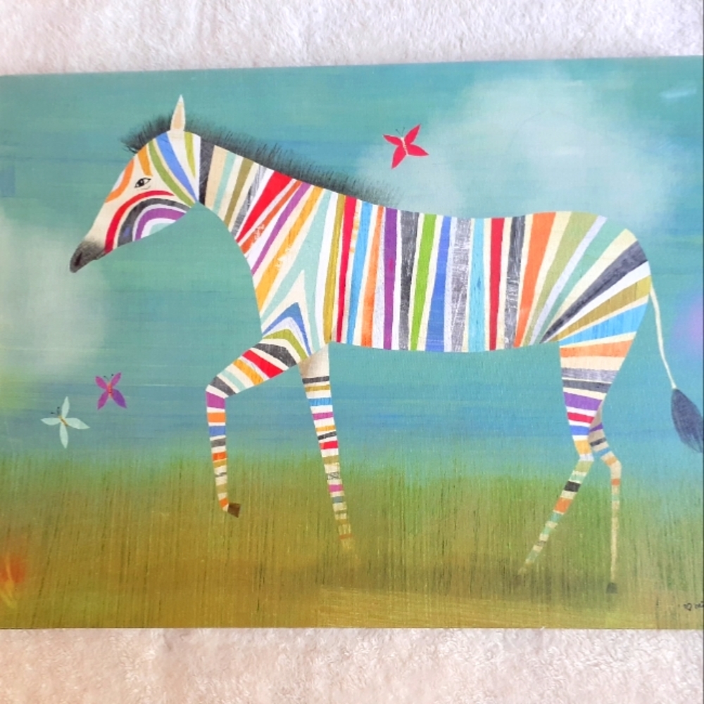 Oopsy Daisy Canvas Wall Art - Rainbow Zebra 24x18